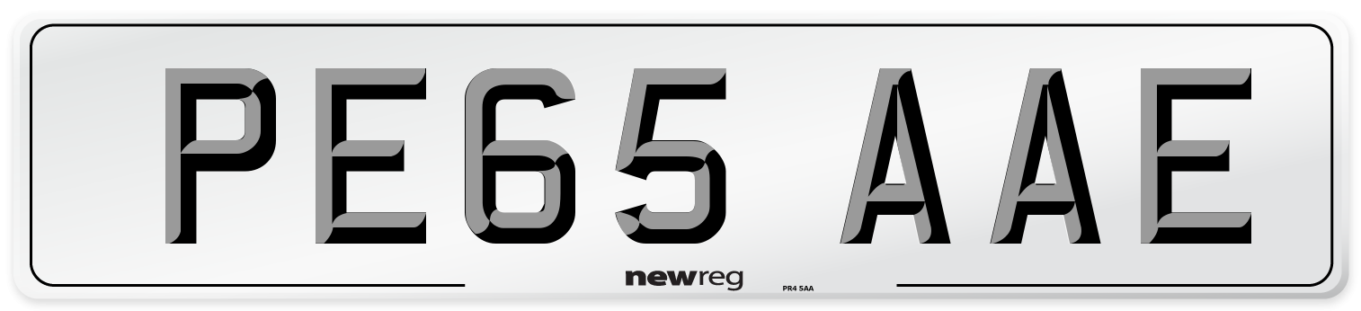 PE65 AAE Number Plate from New Reg